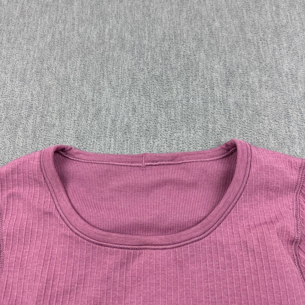 Lululemon Top Women 4 pink Ribbed Ebb To Street Long Sleeve Cropped Yoga Padded - Picture 3 of 11